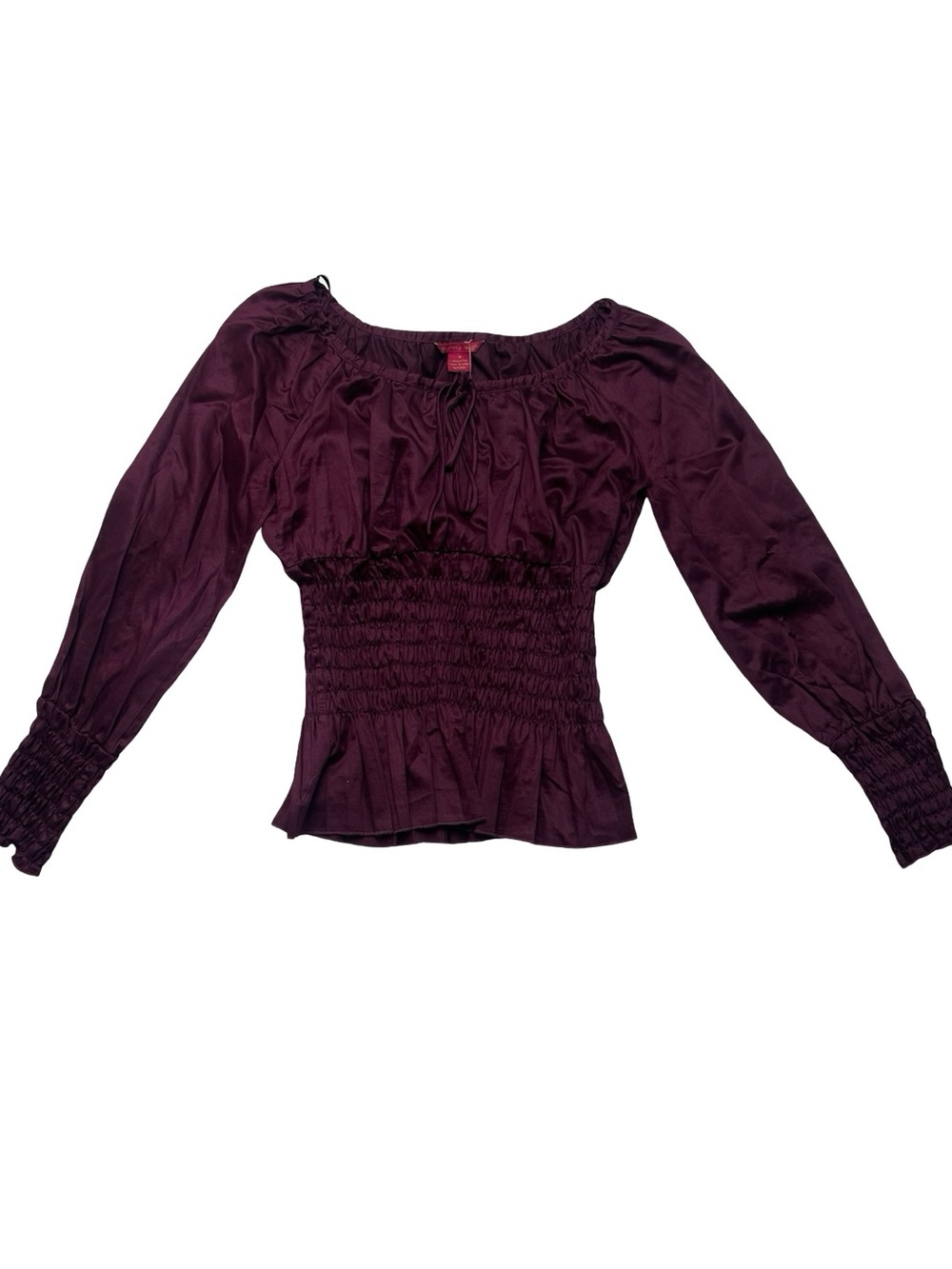 Vtg Sunny Leigh 100% Cotton Plum Smocked Peasant Blouse Cottagecore Medium